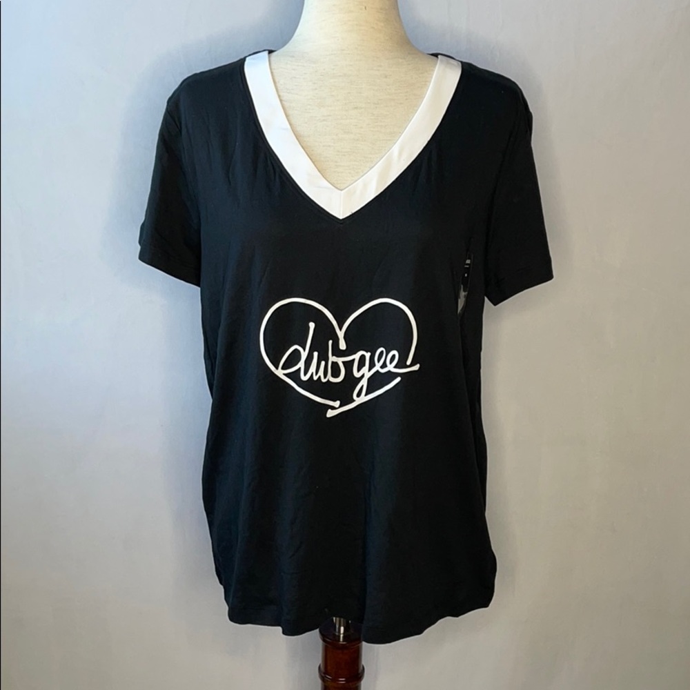 DUBGEE BY WHOOPI HEART TEE BLACK SIZE MEDIUM